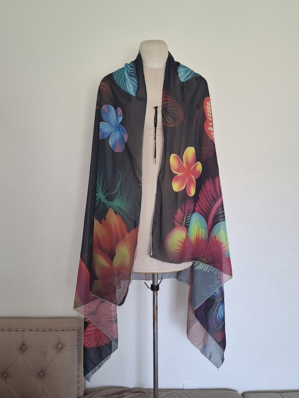 Floral Sheer Shawl Scarf - Multicolor